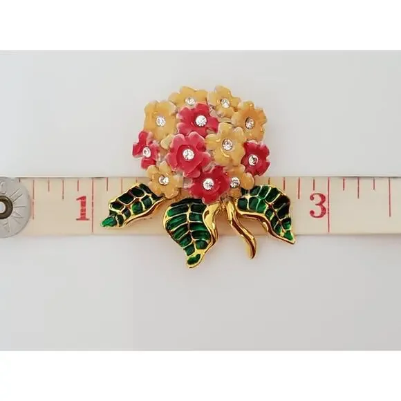 Vintage Joan Rivers Pink and Yellow Floral Bouquet Pin Brooch - Picture 6 of 6